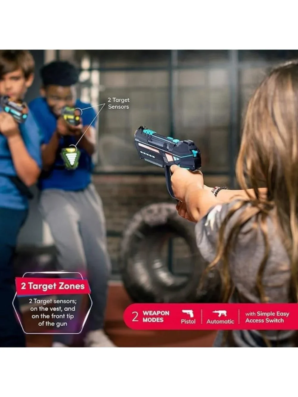 Rechargeable Laser Tag Set for Kids & Teens - Blasters, Vests, Outdoor Fun, Age